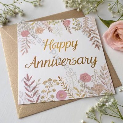 Anniversary Card with Gold Foil — Greeting Cards at Dwarkesh Gifts & Cards, Vadodara